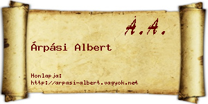 Árpási Albert névjegykártya
